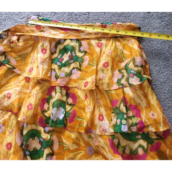 Marie Oliver Adler Skirt Floral Print Bohemian Ruffle Tiered Belt Size 2 378$ - Picture 10 of 10